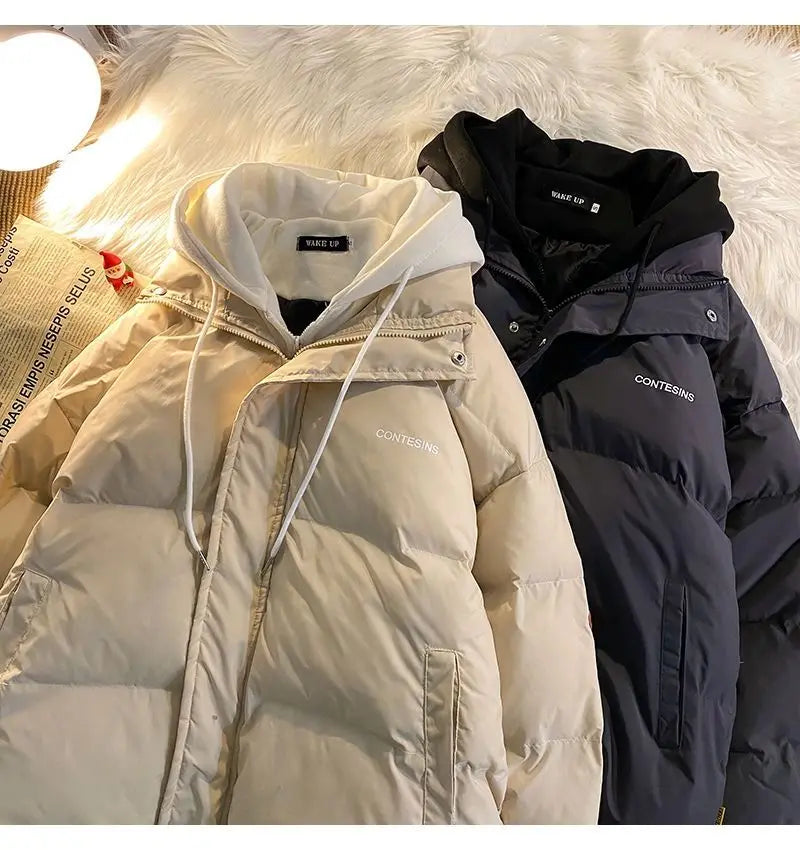 2026 Korean Winter Leisure Cotton Clothes Women Parker coat Y2K Multi-functional Fake Two Pocket Zipper Down Jacket Thick Coat