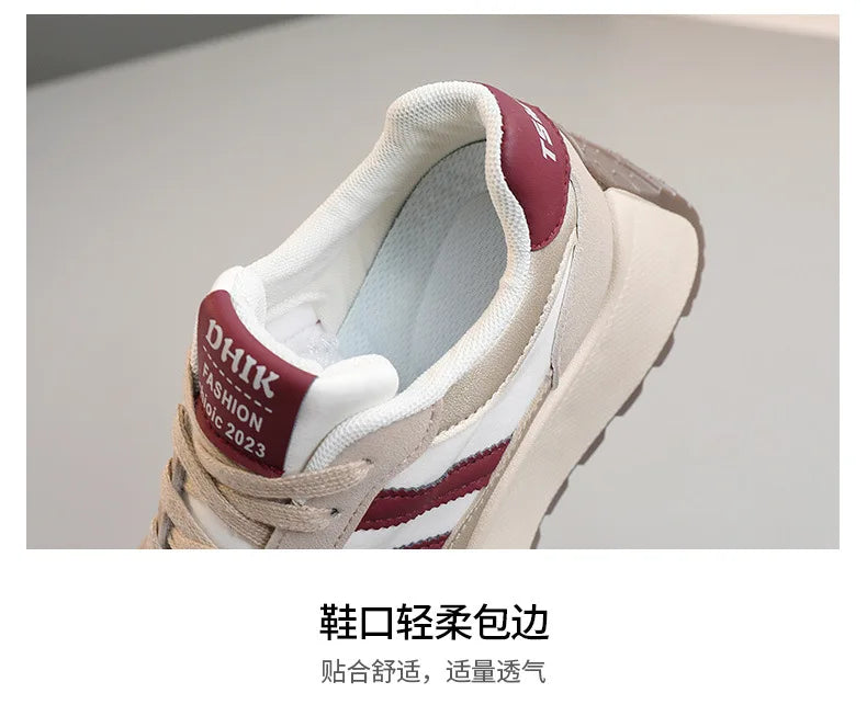 Spring Thick Bottom Women's Shoes 2025 Summer Casual Patchwork Leather Sneakers Casual Vulcanised Shoes Ladies Chaussure Femme