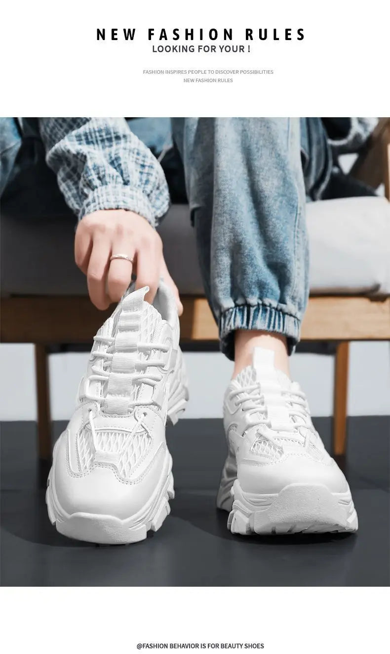 Men's mesh breathable Shoes Trendy versatile Sneakers Casual thick soled Designer running shoes Fashion Luxury Male footwear