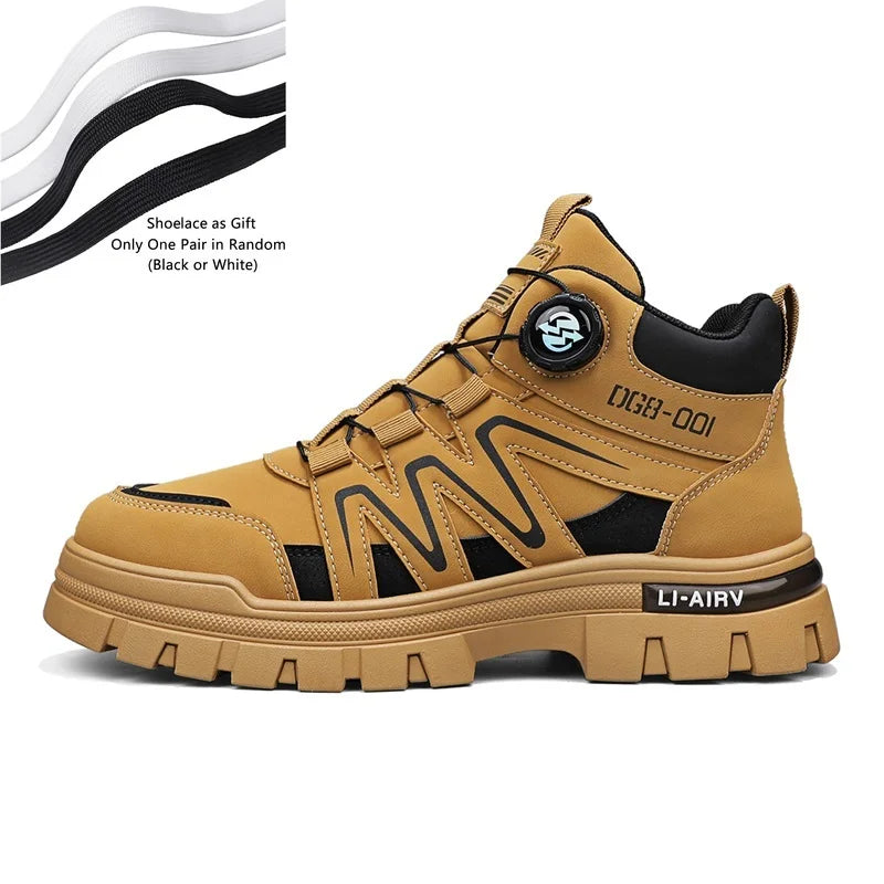 Black Men Motorcycle Boot Designer Autumn Ankle Boots for Men Biker Shoes Non-slip Outdoor Hiking Boots Man Work Sneakers