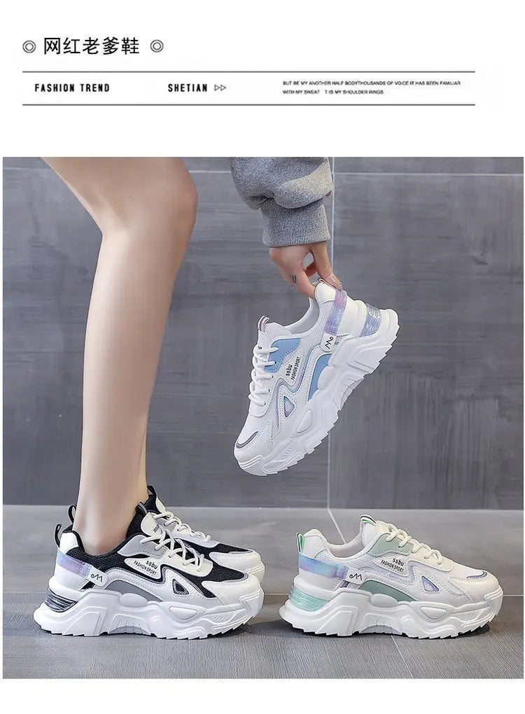 Women‘s Shoes 2023 New Fashion Breathable Mesh All-match Casual Shoes Lace Up Female Platform Shoes Sneakers Woman Zapatos Mujer