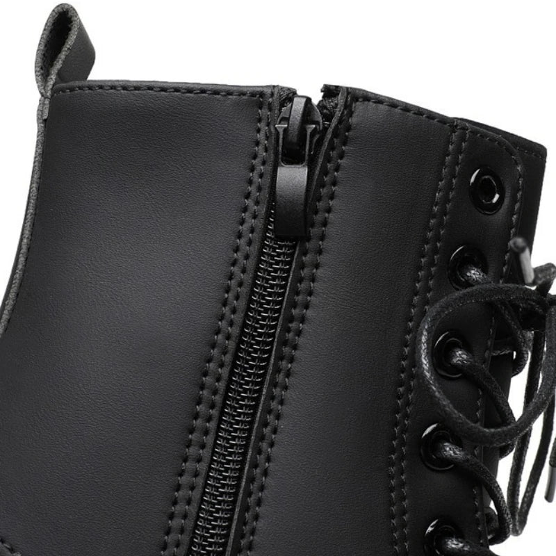 Boots for Men High Quality Casual Leather Boots Fashion Outdoor High Top Booties Black Men's Ankle Boots Fashion Motorcycle Boot