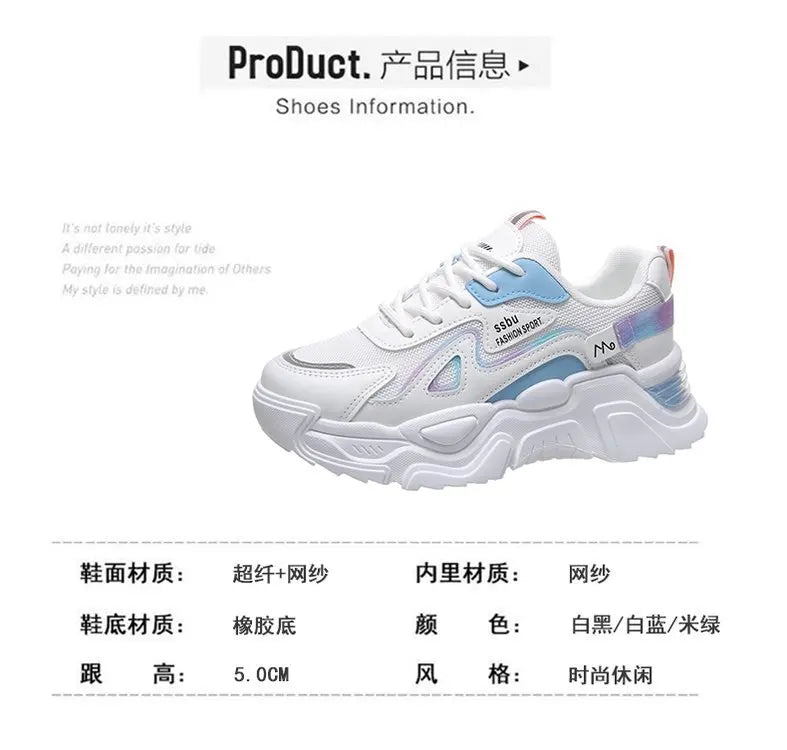 Women‘s Shoes 2023 New Fashion Breathable Mesh All-match Casual Shoes Lace Up Female Platform Shoes Sneakers Woman Zapatos Mujer