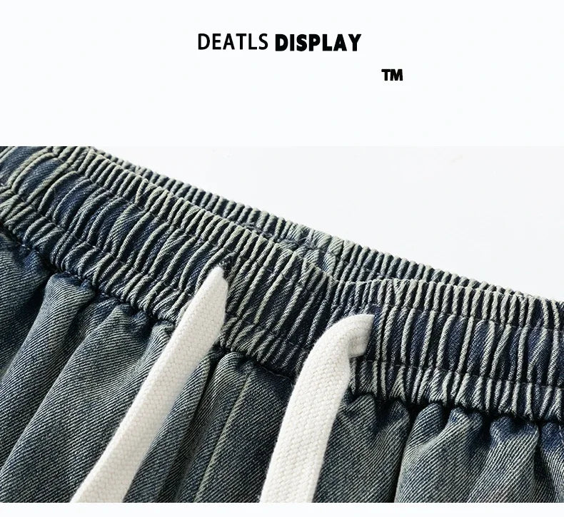 Autumn New Wide Leg Washing Jean Pants Men Trousers Neutral Solid Color Loose Casual Straight Outdoor Fashion Pants Big Size 8xl