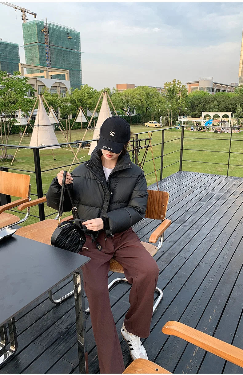 Winter Cropped Jacket Women Clothing Warm Short Puffer Jackets Lightweight Chic Stand Up Collar Student Cotton-padded Jacket New