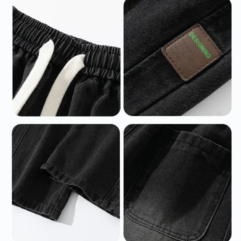 Autumn New Wide Leg Washing Jean Pants Men Trousers Neutral Solid Color Loose Casual Straight Outdoor Fashion Pants Big Size 8xl