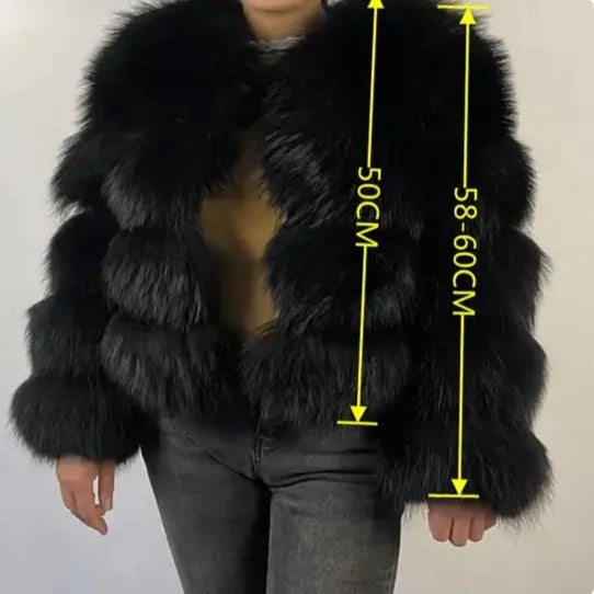 Women Fake Raccoon Fur Jacket Autumn Winter Faux Fur Fox Coats Short Coat Jackets Furry Outerwear Elegant Thick Warm Coats