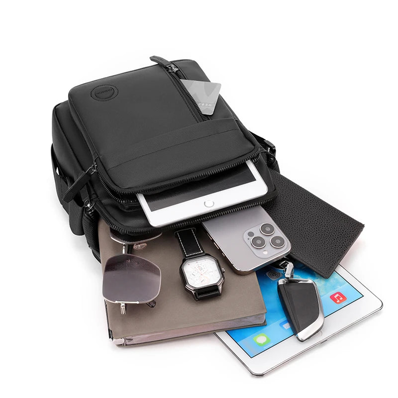 Men's Crossbody Bag - Multi-Compartment Business Shoulder Bag with Adjustable Strap, Compact Design for Travel & Everyday Use