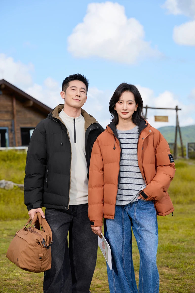 Winter Sports Down Jacket Mens Comfortable Couple Fashionable Womens Lightweight Outdoor Solid Color Waterproof Leisure Fashion