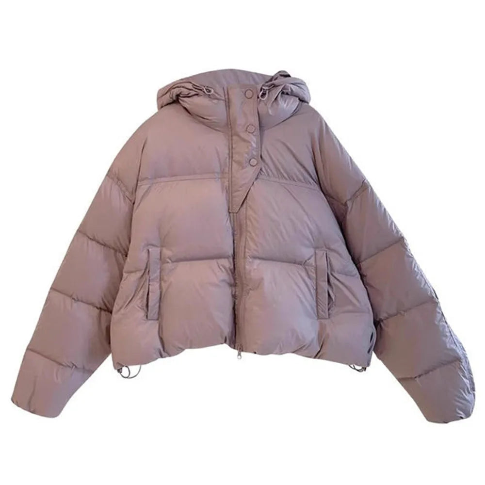 Autumn Winter Casual Parkas Women Fashion Women White Duck Down Jacket with Hood Warm Over Size Thick Short Outwear Female Coat
