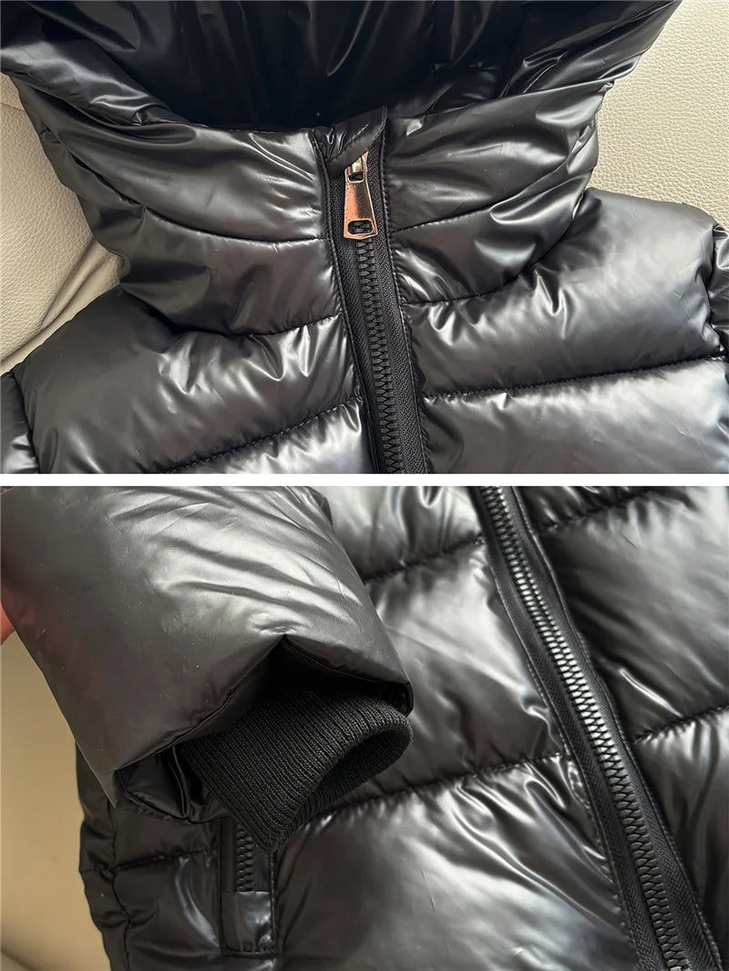 Girls Boys Down Cotton Jacket Winter Black Thick Warm Hooded Coat Kids Windbreaker Waterproof Parka Snowsuit 3-8 Years