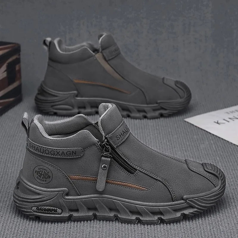 Mens Casual Labor Shoes Fashion Zipper Versatile Men Outdoor Climbing Shoes Non Slip Wear-resistant Sneakers Zapatos Para Hombre