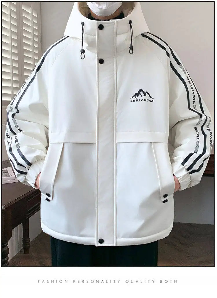 Winter Jacket For Teenagers Boys Fleece Lined Thickened Bomber Jacket Fashionable Quilted Coat Middle School Student Warm Jacket