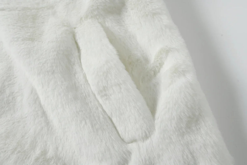 American Style New Hip-hop Embroidered Jacket Men's Imitation Rabbit Fur Stand Up Collar Unisex Loose Cotton Jacket