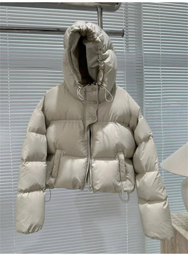 Autumn Winter Casual Parkas Women Fashion Women White Duck Down Jacket with Hood Warm Over Size Thick Short Outwear Female Coat