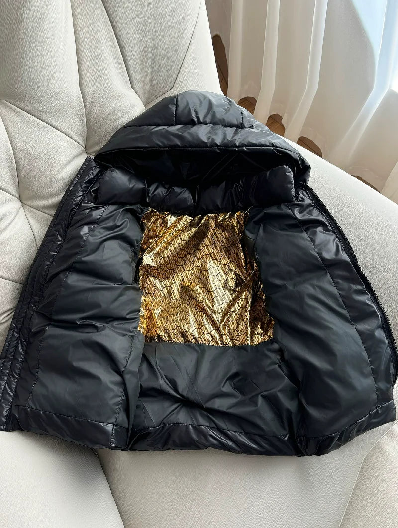 Girls Boys Down Cotton Jacket Winter Black Thick Warm Hooded Coat Kids Windbreaker Waterproof Parka Snowsuit 3-8 Years