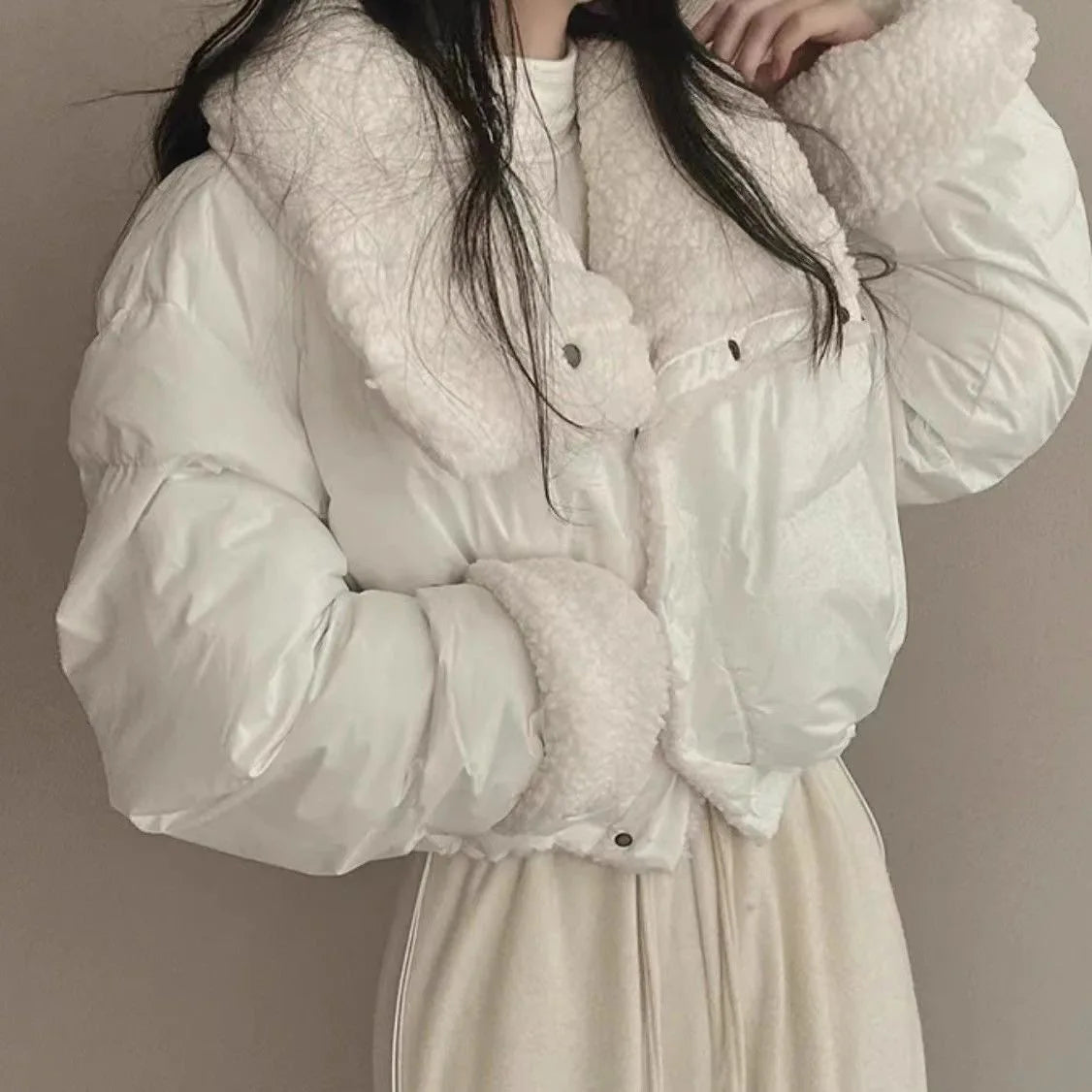 Women's Winter Tops Jacket Cotton Coat Versatile Skinny Long Sleeve Lapel Short Warm Thickened Vintage New Comfortable Versatile