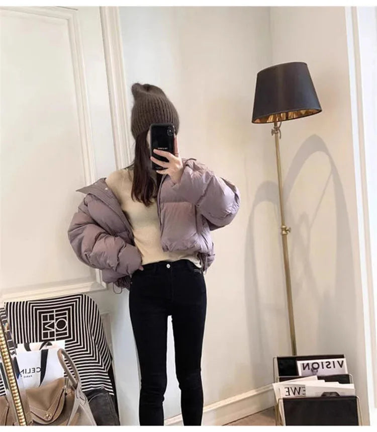 Autumn Winter Casual Parkas Women Fashion Women White Duck Down Jacket with Hood Warm Over Size Thick Short Outwear Female Coat