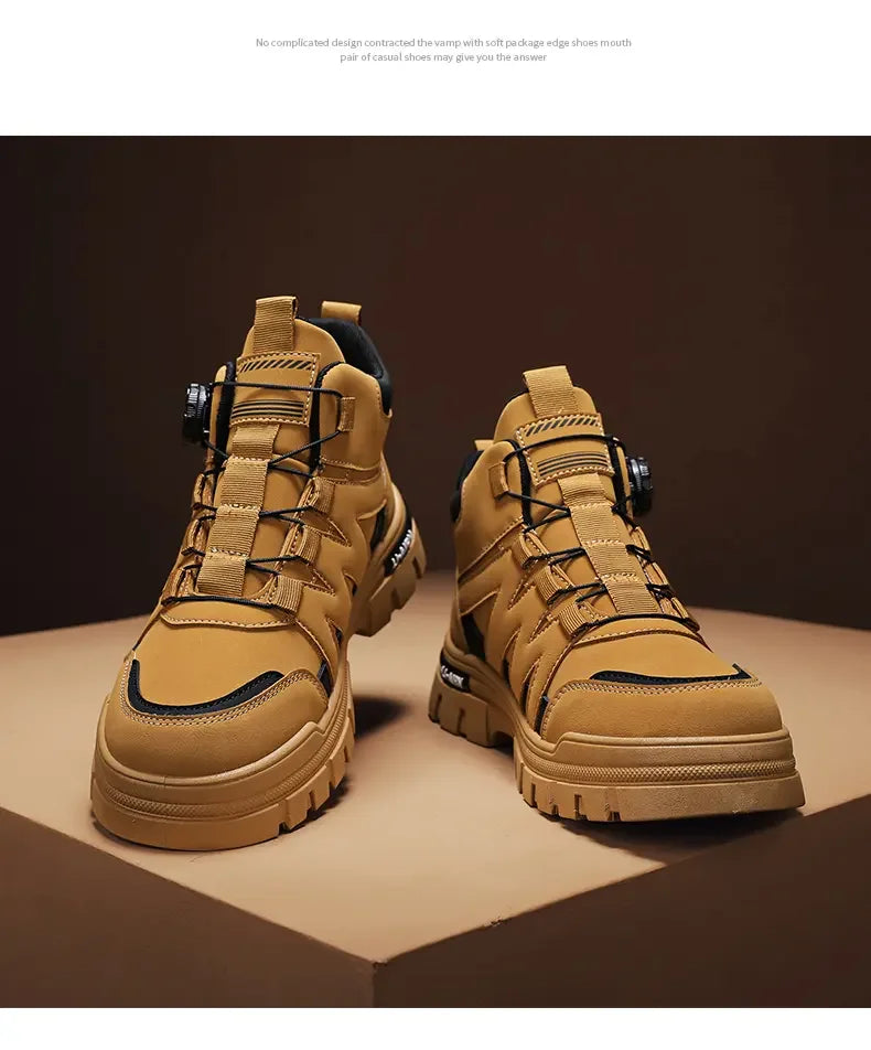 Black Men Motorcycle Boot Designer Autumn Ankle Boots for Men Biker Shoes Non-slip Outdoor Hiking Boots Man Work Sneakers