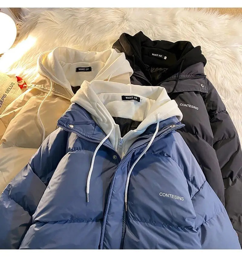 2026 Korean Winter Leisure Cotton Clothes Women Parker coat Y2K Multi-functional Fake Two Pocket Zipper Down Jacket Thick Coat