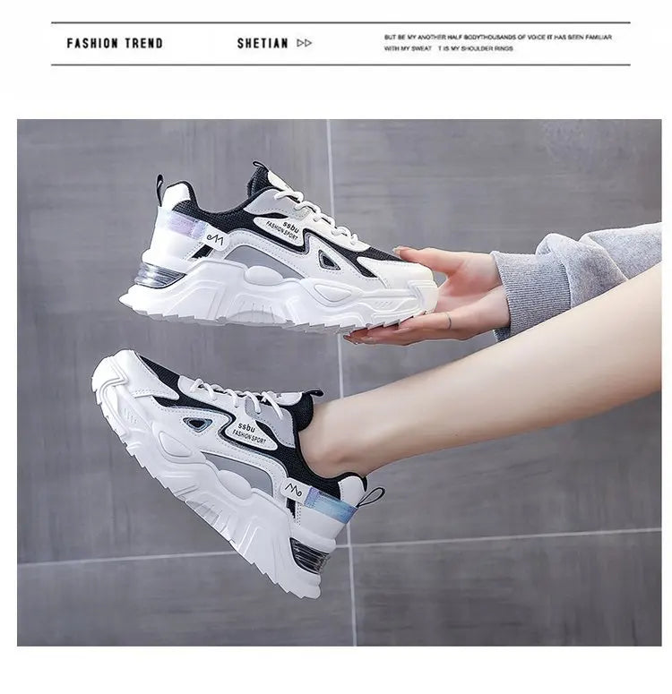 Women‘s Shoes 2023 New Fashion Breathable Mesh All-match Casual Shoes Lace Up Female Platform Shoes Sneakers Woman Zapatos Mujer