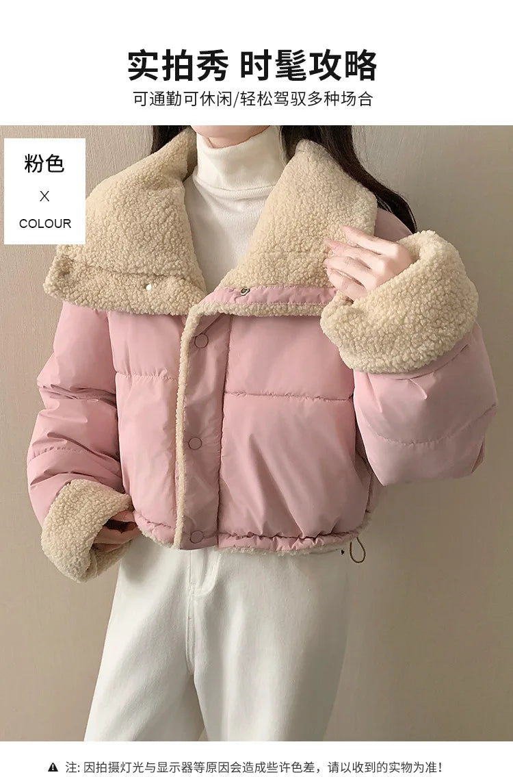 Women's Winter Tops Jacket Cotton Coat Versatile Skinny Long Sleeve Lapel Short Warm Thickened Vintage New Comfortable Versatile