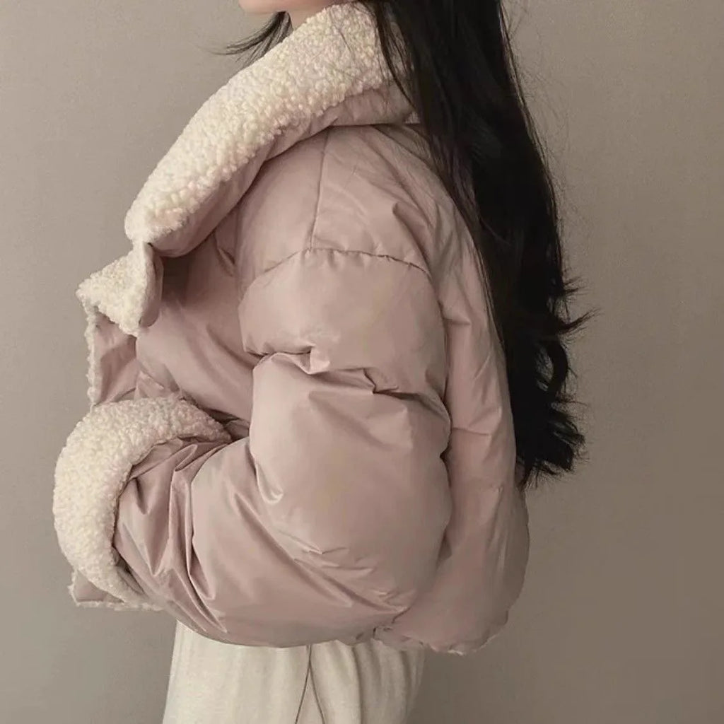 Women's Winter Tops Jacket Cotton Coat Versatile Skinny Long Sleeve Lapel Short Warm Thickened Vintage New Comfortable Versatile