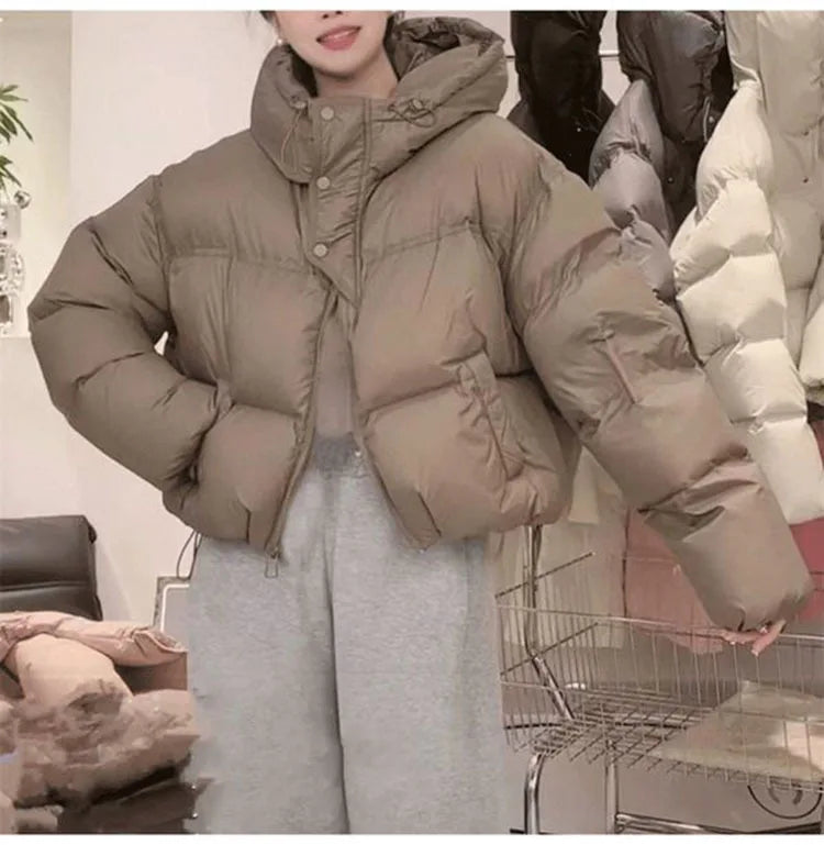 Autumn Winter Casual Parkas Women Fashion Women White Duck Down Jacket with Hood Warm Over Size Thick Short Outwear Female Coat