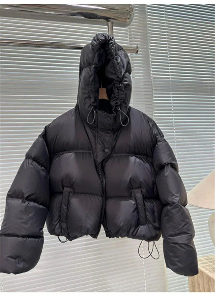 Autumn Winter Casual Parkas Women Fashion Women White Duck Down Jacket with Hood Warm Over Size Thick Short Outwear Female Coat