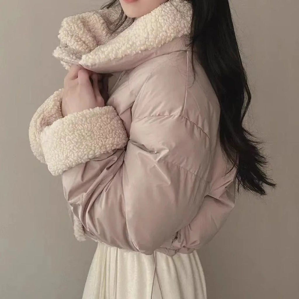 Women's Winter Tops Jacket Cotton Coat Versatile Skinny Long Sleeve Lapel Short Warm Thickened Vintage New Comfortable Versatile