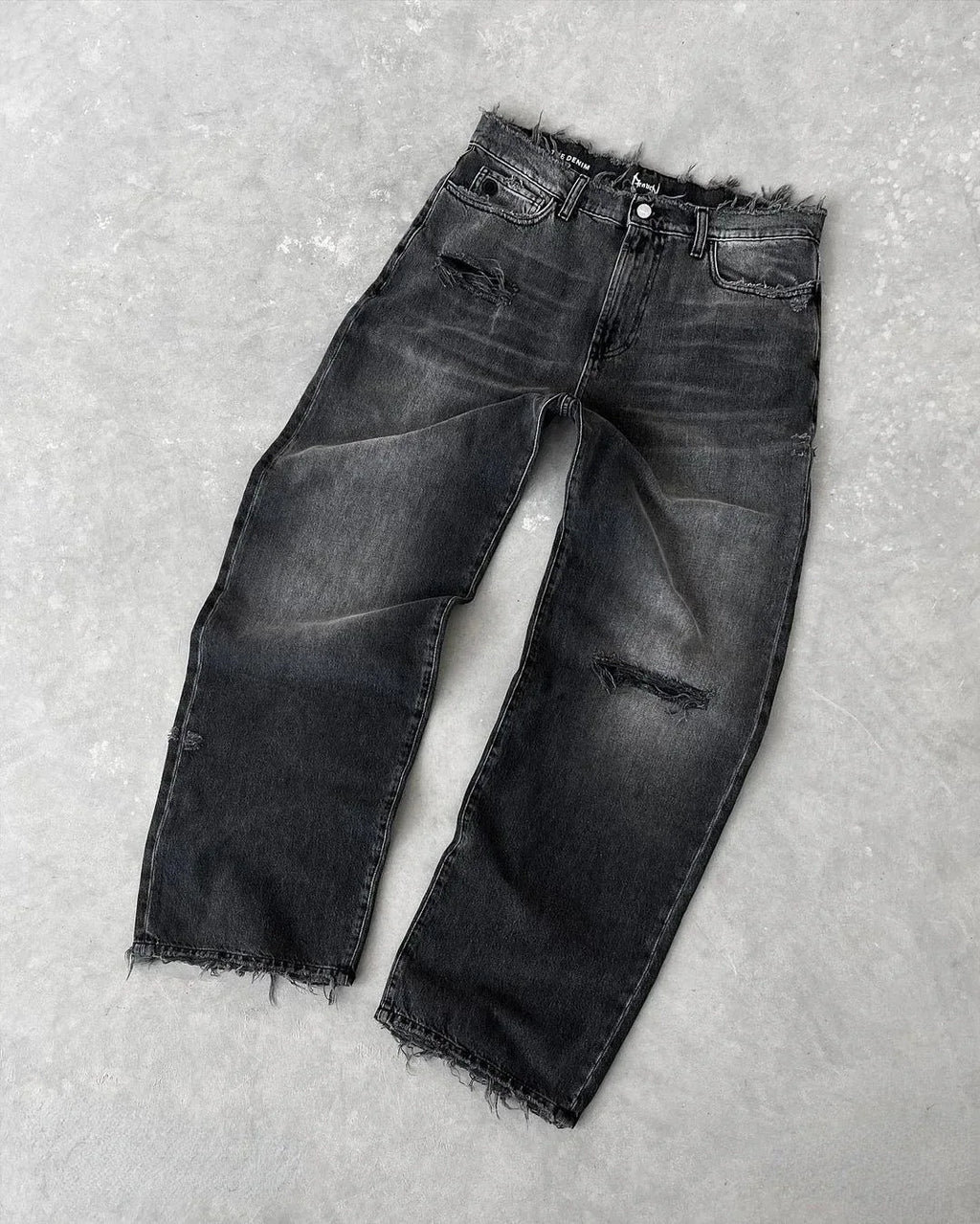 Straight Jeans Distressed Men Jean Ripped Holes Washed Denim Pants Ankle Length Loose Solid Zipper Fly Pockets Casual 2025