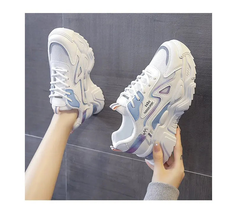 Women‘s Shoes 2023 New Fashion Breathable Mesh All-match Casual Shoes Lace Up Female Platform Shoes Sneakers Woman Zapatos Mujer