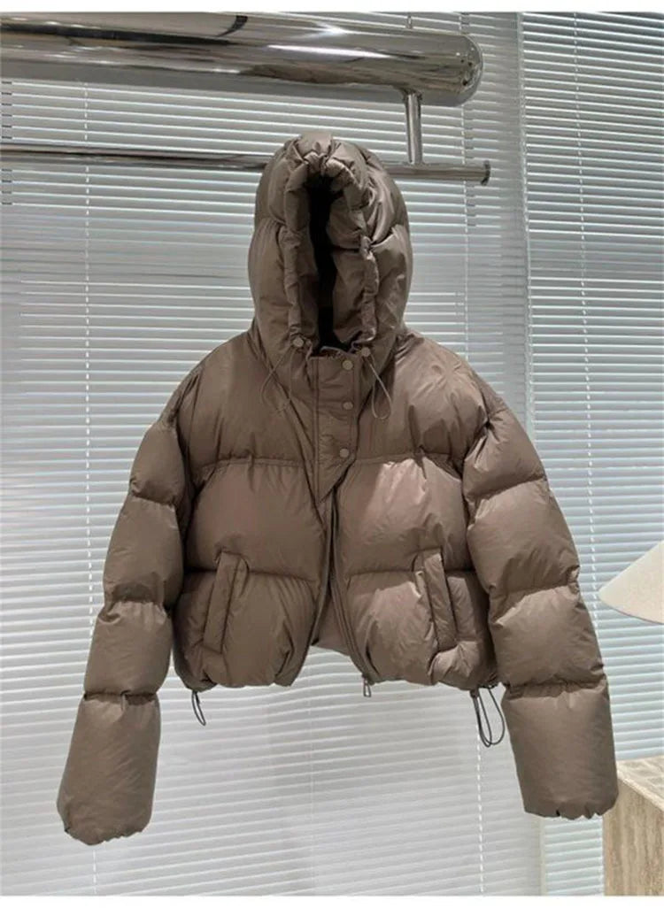 Autumn Winter Casual Parkas Women Fashion Women White Duck Down Jacket with Hood Warm Over Size Thick Short Outwear Female Coat