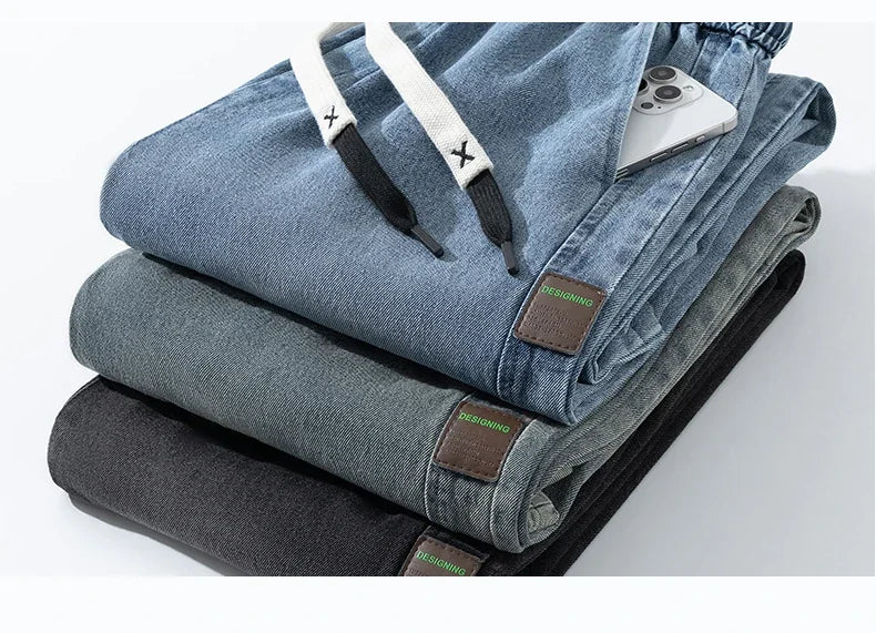 Autumn New Wide Leg Washing Jean Pants Men Trousers Neutral Solid Color Loose Casual Straight Outdoor Fashion Pants Big Size 8xl