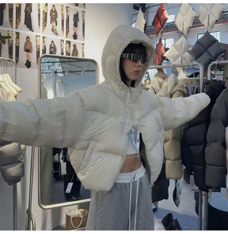 Autumn Winter Casual Parkas Women Fashion Women White Duck Down Jacket with Hood Warm Over Size Thick Short Outwear Female Coat