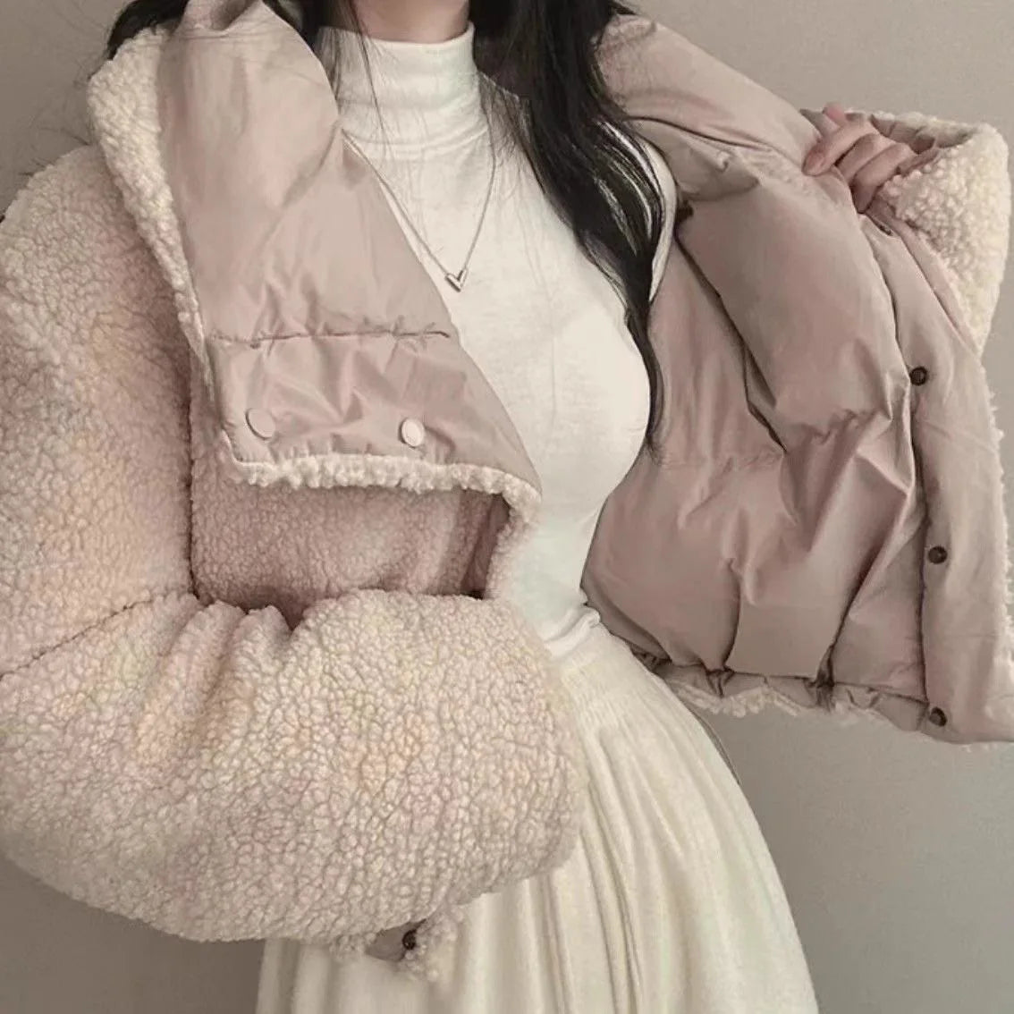 Women's Winter Tops Jacket Cotton Coat Versatile Skinny Long Sleeve Lapel Short Warm Thickened Vintage New Comfortable Versatile