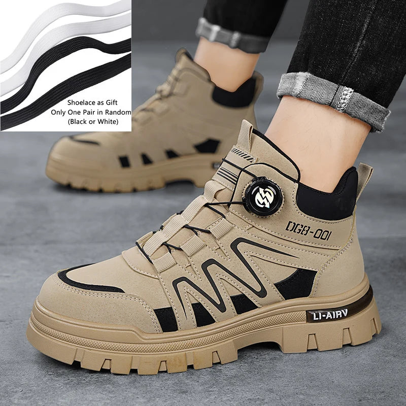 Black Men Motorcycle Boot Designer Autumn Ankle Boots for Men Biker Shoes Non-slip Outdoor Hiking Boots Man Work Sneakers