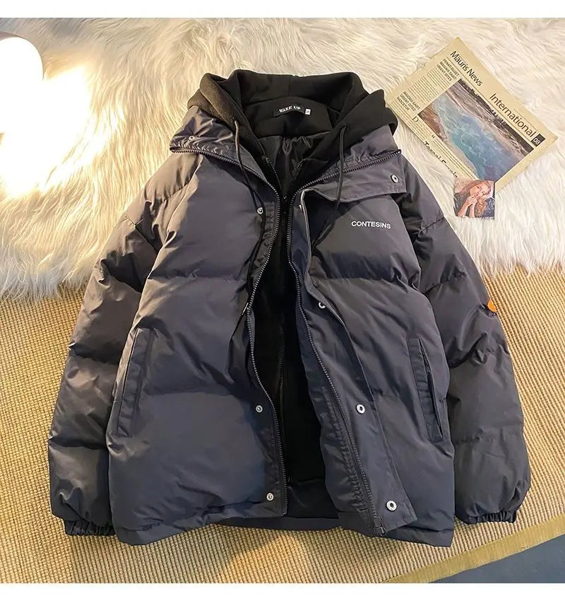 2026 Korean Winter Leisure Cotton Clothes Women Parker coat Y2K Multi-functional Fake Two Pocket Zipper Down Jacket Thick Coat