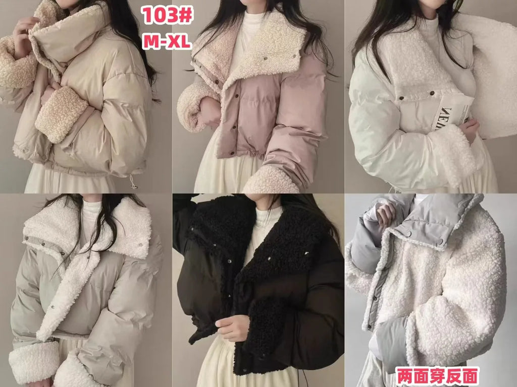 Women's Winter Tops Jacket Cotton Coat Versatile Skinny Long Sleeve Lapel Short Warm Thickened Vintage New Comfortable Versatile