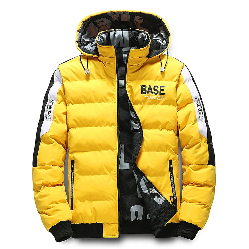 Winter Men's Cotton Jacket Fashion Warm Comfortable Padded Thickened Down Jackets Coat New Double-Sided Clothes Removable Cap