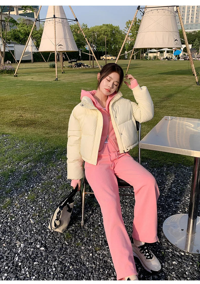 Winter Cropped Jacket Women Clothing Warm Short Puffer Jackets Lightweight Chic Stand Up Collar Student Cotton-padded Jacket New