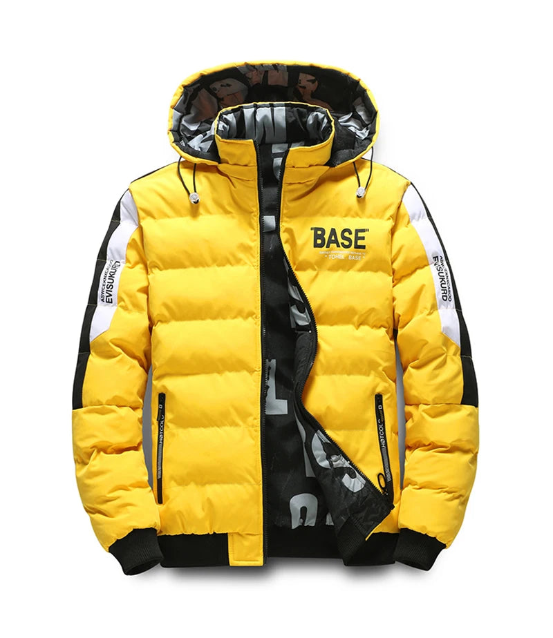 Winter Men's Cotton Jacket Fashion Warm Comfortable Padded Thickened Down Jackets Coat New Double-Sided Clothes Removable Cap