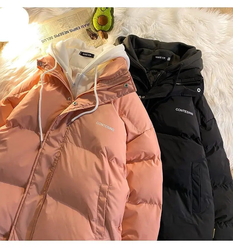 2026 Korean Winter Leisure Cotton Clothes Women Parker coat Y2K Multi-functional Fake Two Pocket Zipper Down Jacket Thick Coat