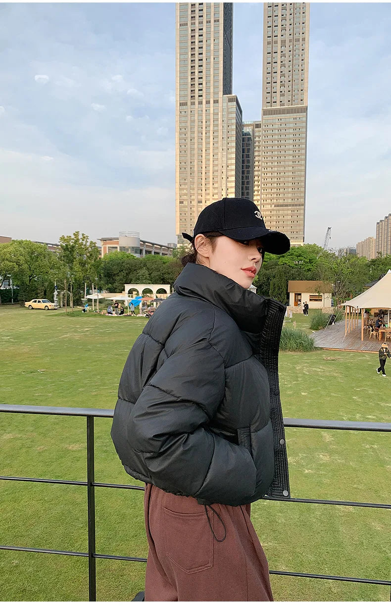 Winter Cropped Jacket Women Clothing Warm Short Puffer Jackets Lightweight Chic Stand Up Collar Student Cotton-padded Jacket New