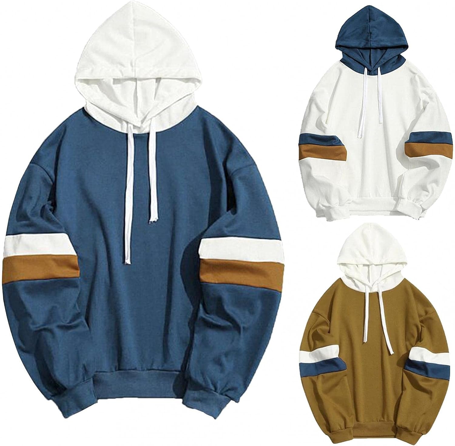 F_Gotal Men'S Hoodies Pullover, Mens Hipster Hip Hop Hoodie Colorblock Thin Casual Long Sleeve Warm Soft Sweatshirts with Pocket