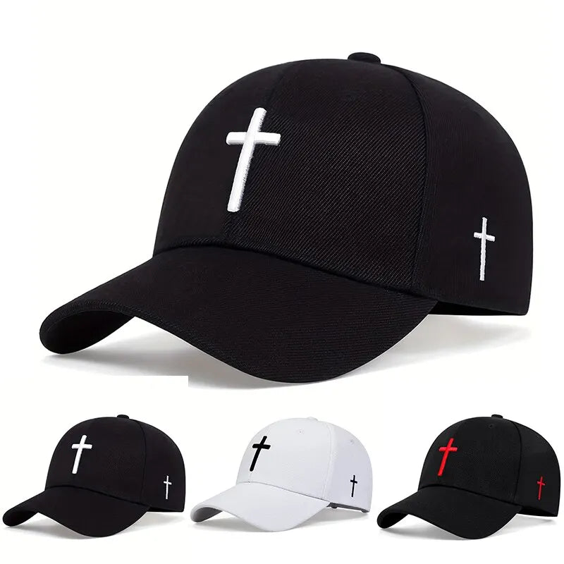 Unisex Adjustable Cross Embroidery Snapback Baseball Caps for Spring and Autumn Outdoor Activities