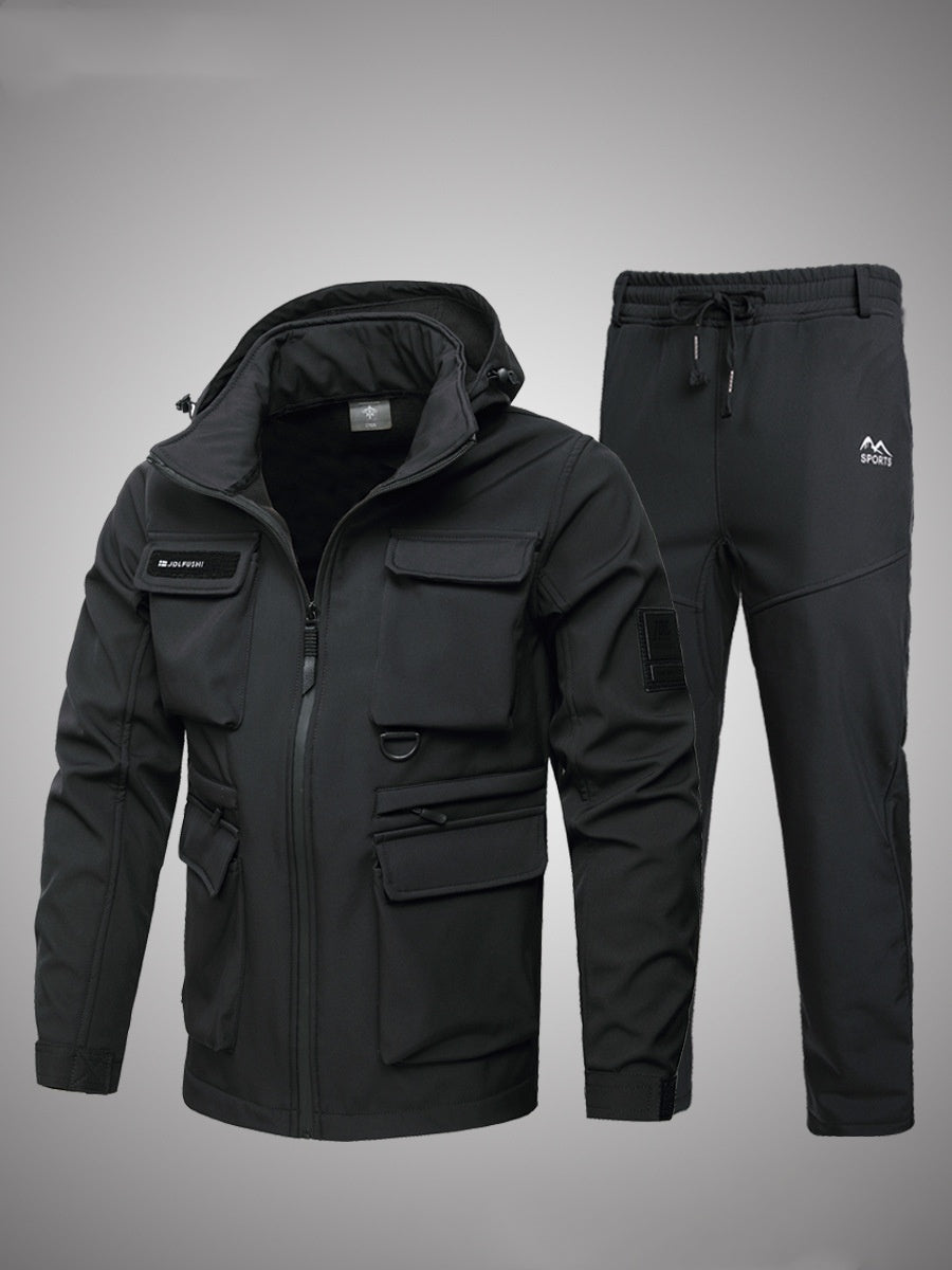 Fleece-Lined Work Clothes Suit Men'S Waterproof Labor Protection Clothing Warm Camouflage Clothing