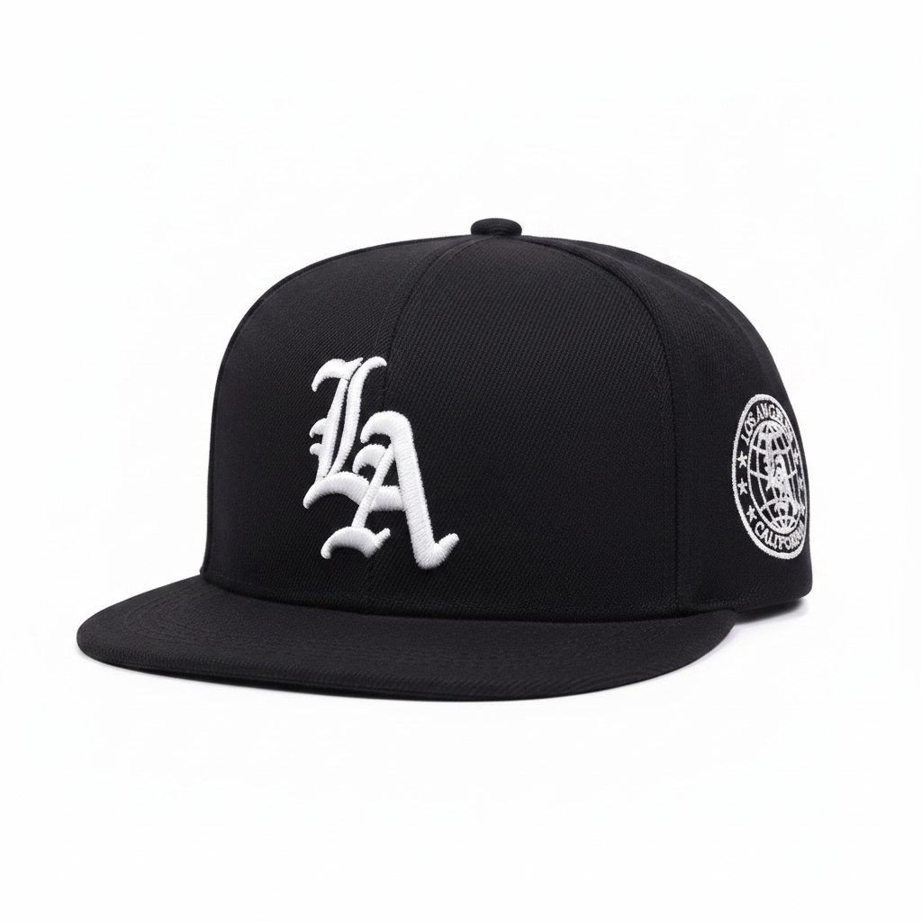 Black LA Cap - White Studio Product Shot