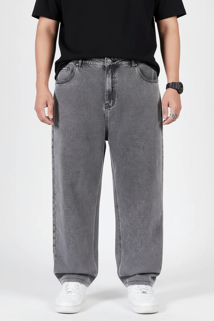 BodyDrip Baggy Grey Jeans - Male Model