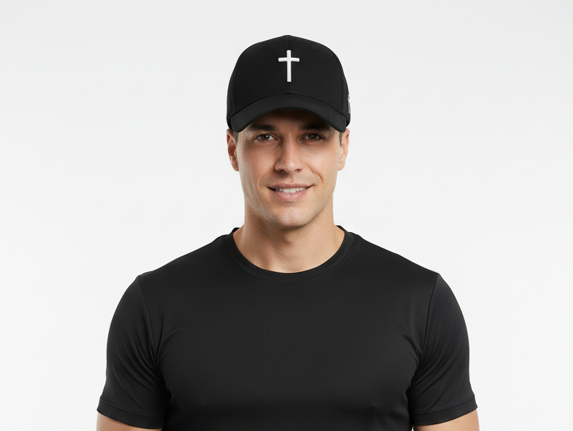 BodyDrip – Male Model Cross Cap Front View Regenerated